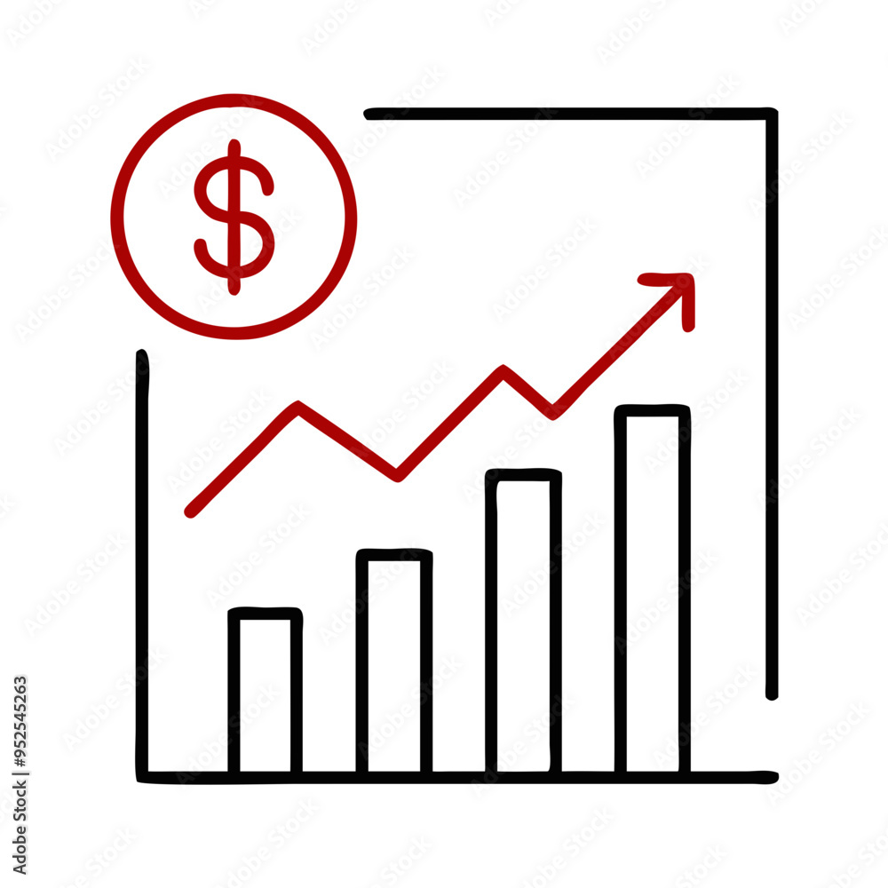 Financial growth chart with dollar symbol in minimalist style Financial growth chart with dollar symbol in minimalist style