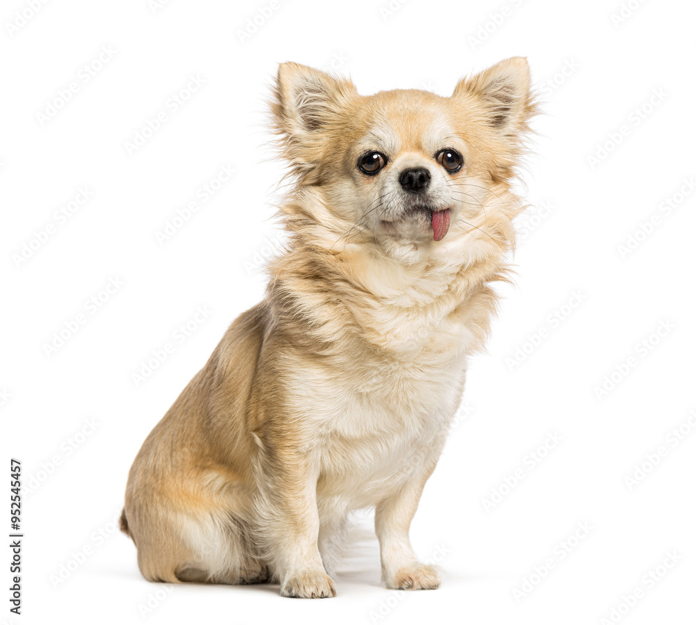 Chihuahua with Dangling Tongue Syndrome, isolated on white Chihuahua with Dangling Tongue Syndrome, isolated on white