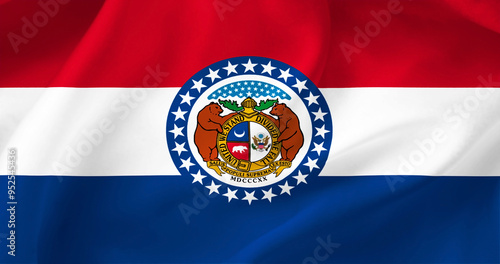 Wavy flag of the American state of Missouri. The concept of Independence Day in the USA