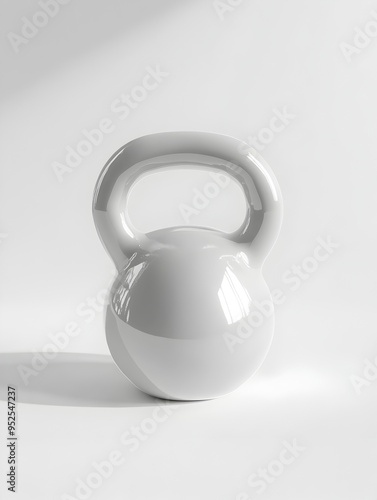 Minimalist White Kettlebell Product on Clean Studio Background