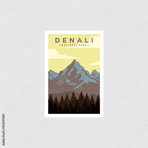 Denali National Park poster vector illustration design