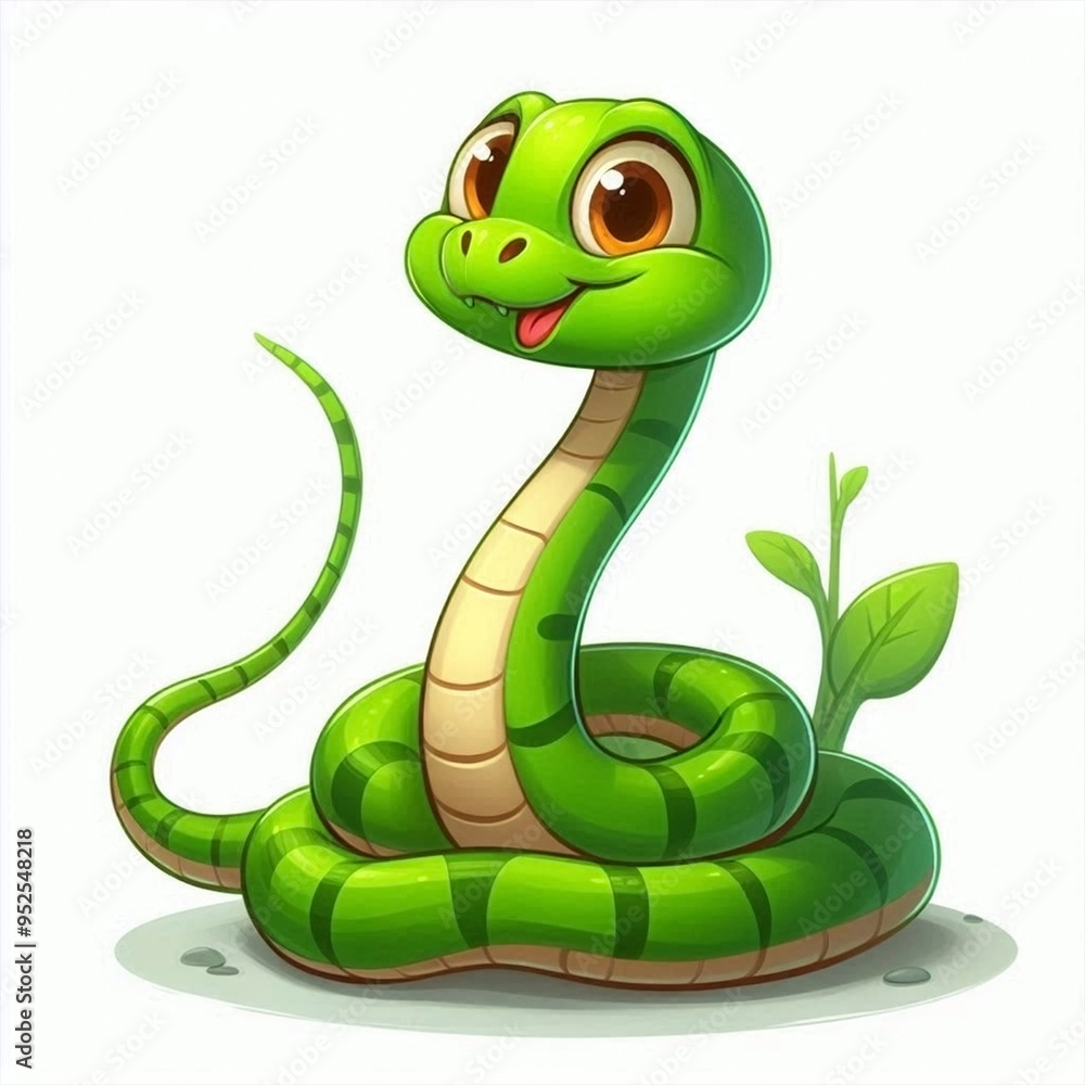 Beautiful and Cute Green Snake – AI-Generated Illustration for Vibrant Designs Beautiful and Cute Green Snake – AI-Generated Illustration for Vibrant Designs