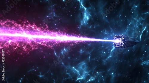 A spaceship is shooting with a laser gun