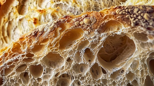 macro view of inside and molecular beautiful loaf of bread photo