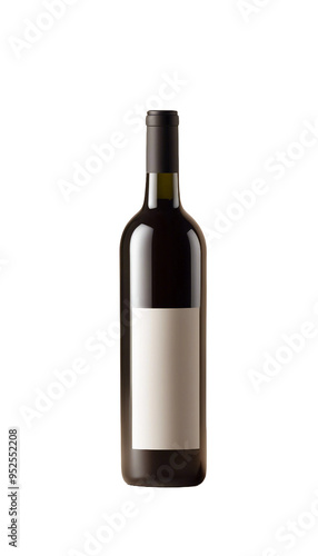 A bottle of wine with a white label A modern and minimal label for for wine