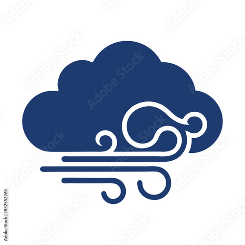 Black silhouette wind cloud icon and vector illustration