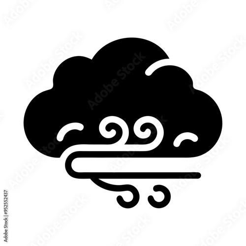 Black silhouette wind cloud icon and vector illustration