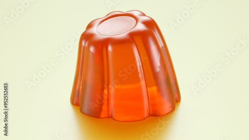 Seamless Animation Of Single Orange Flavor Jelly Shaking Tasty Jello Dessert Wobbly Single Orange Jelly Isolated On White Background Perfect Gelatin Or Jello Dessert Jiggling In Seamlessly Looping