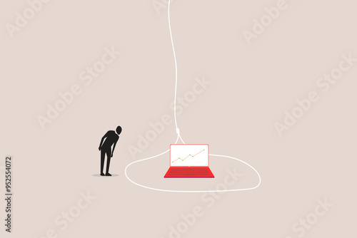 Stock market trap to trick greed businessman, financial or investment problem