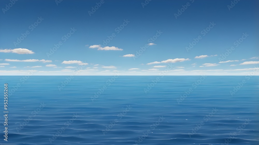 Fototapeta premium A minimalist scene of Deep Blue Sea Under a Clear Sky with Gentle Ripples
