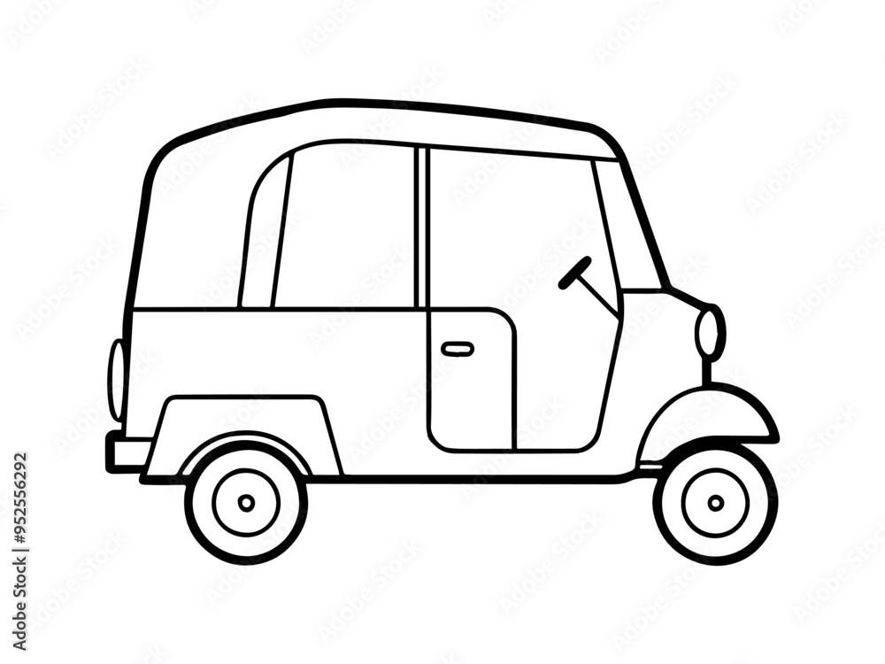 Auto Rickshaw outline vector illustration Auto Rickshaw outline vector illustration