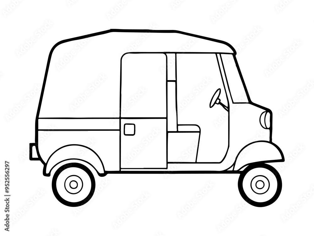 Auto Rickshaw outline vector illustration Auto Rickshaw outline vector illustration