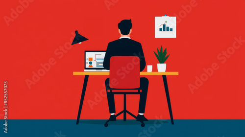 Business operations optimization, process improvement, flat design illustration