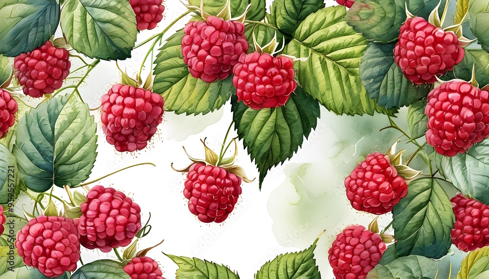 Raspberries watercolor wallpaper background art Raspberries watercolor wallpaper background art