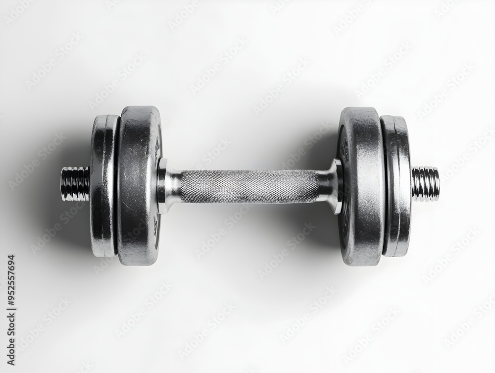 Sleek and Powerful Dumbbell on Minimalist White Background Sleek and Powerful Dumbbell on Minimalist White Background