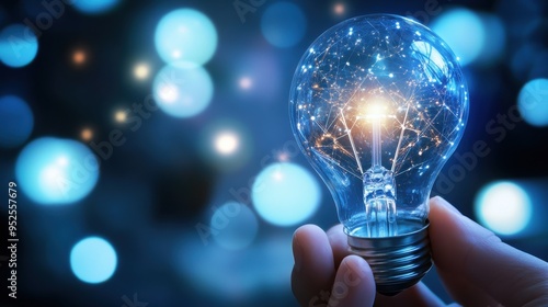 Wallpaper Mural A person is holding a light bulb in their hand Torontodigital.ca