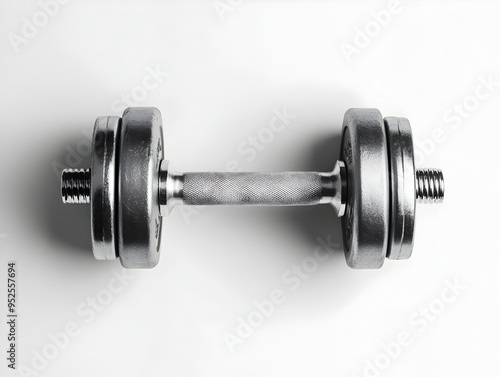 Sleek and Powerful Dumbbell on Minimalist White Background