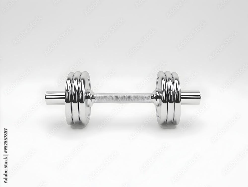 Sleek and Precise Dumbbell on Clean White Background Showcasing Elegant Metallic Design Sleek and Precise Dumbbell on Clean White Background Showcasing Elegant Metallic Design