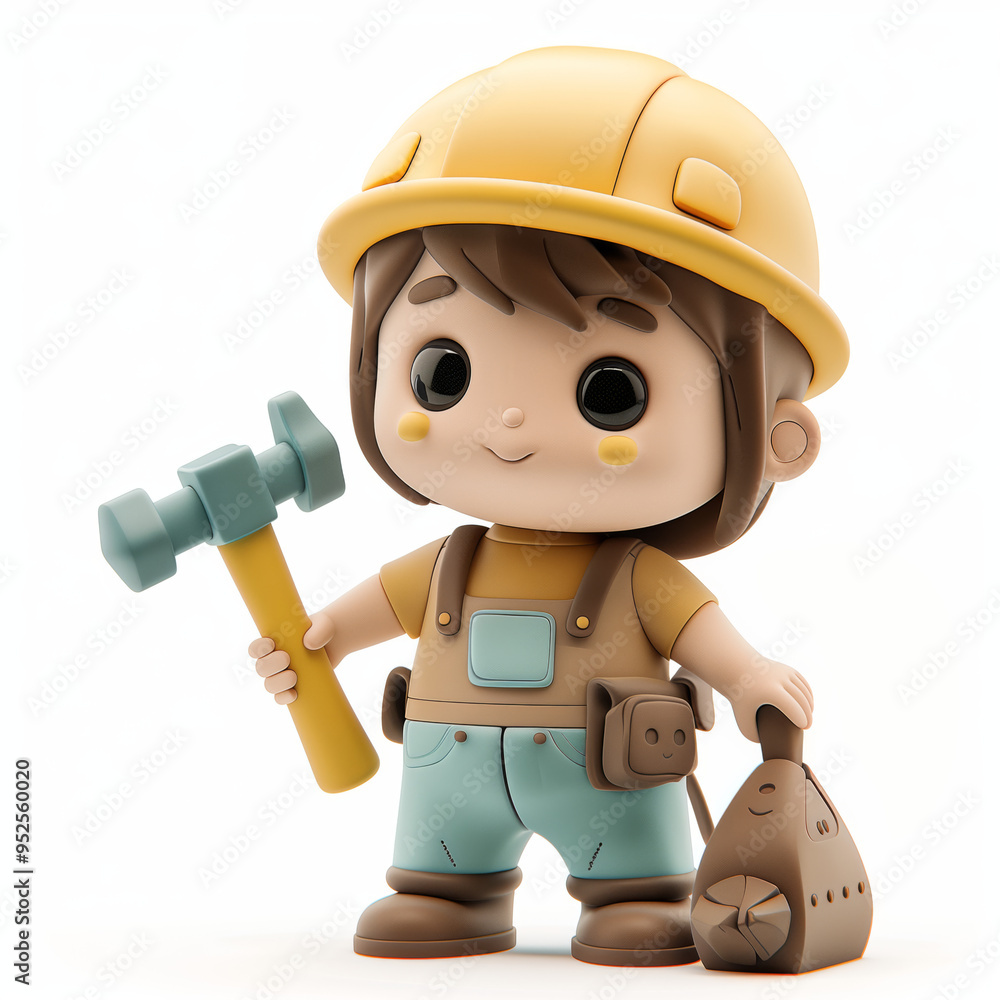A cartoon Construction Worker Holding a hammer A cartoon Construction Worker Holding a hammer