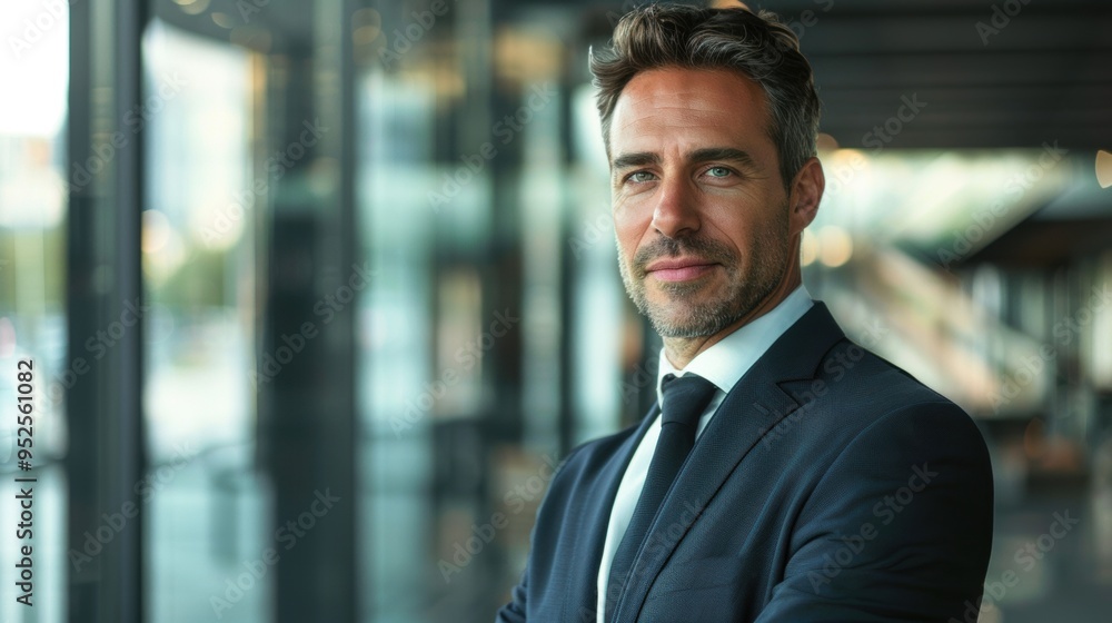 Fototapeta premium Confident Businessman Portrait. Professional business man in a suit