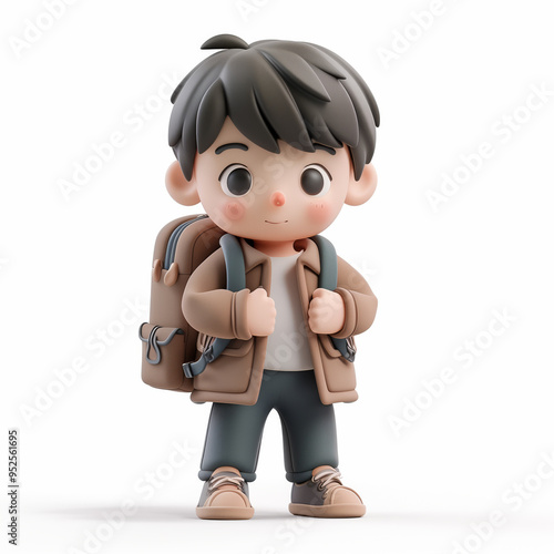 A cartoon Student Holding a backpack