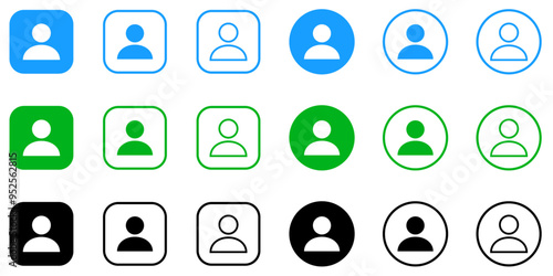 user, profile, person, contact, icon full set isolated on white.