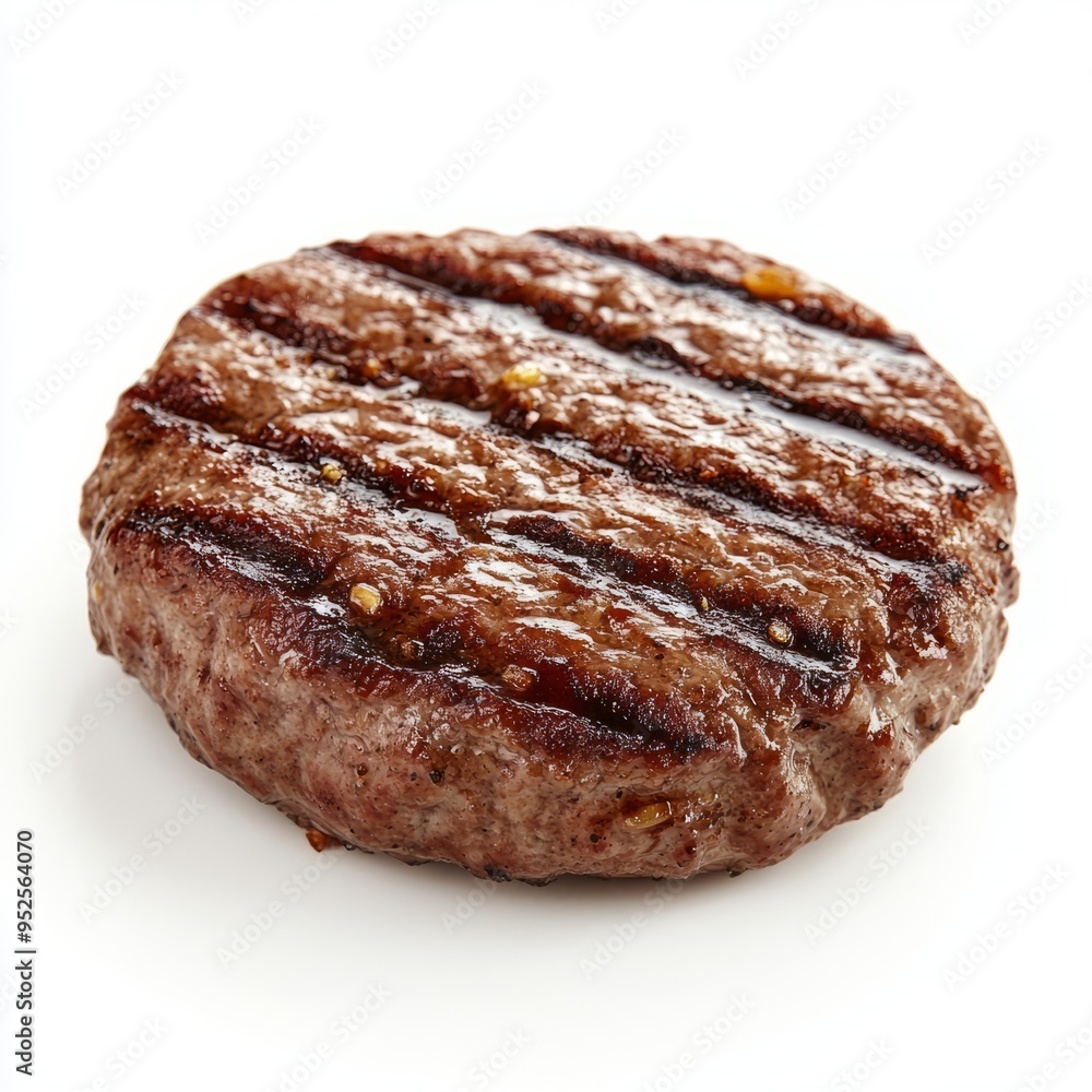 close up of grilled hamburger meat isolated on white background close up of grilled hamburger meat isolated on white background