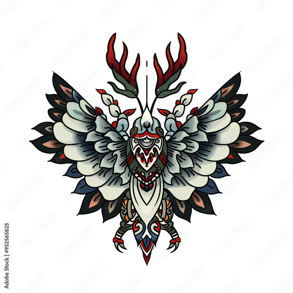Fototapeta premium mytical creature animal very simple traditional tattoo flash styles illustration