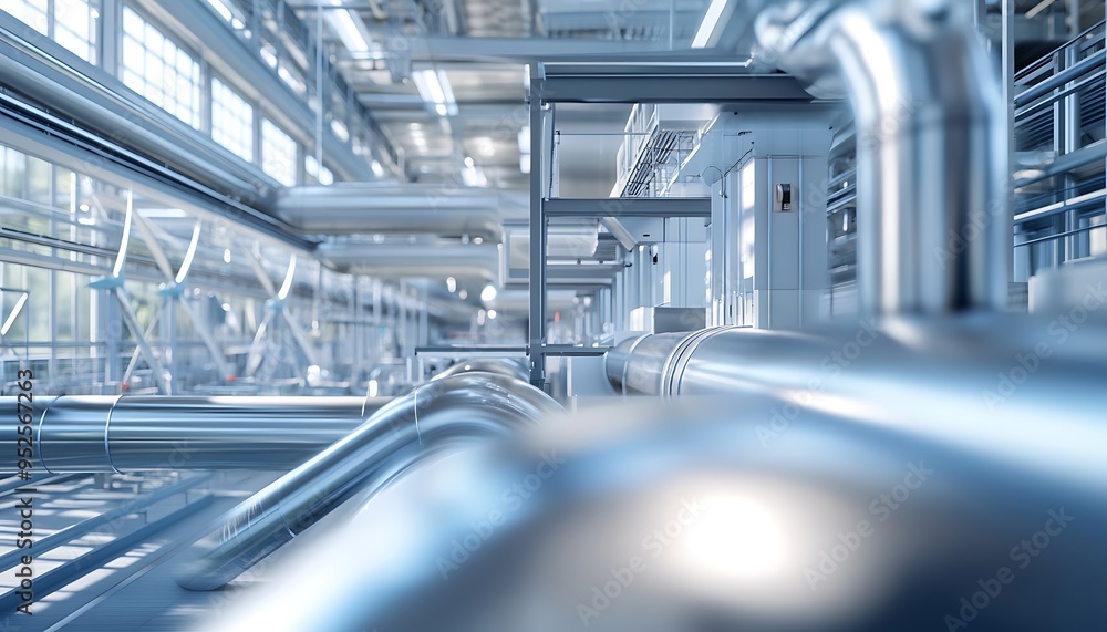Obraz premium Modern Processing Line Converting Waste into Energy with Renewable Technology in a Clean Sustainable Industrial Environment