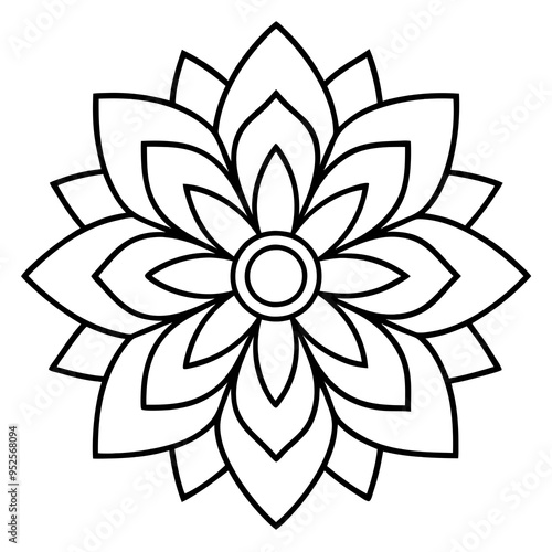 Mandala line art silhouette with white background