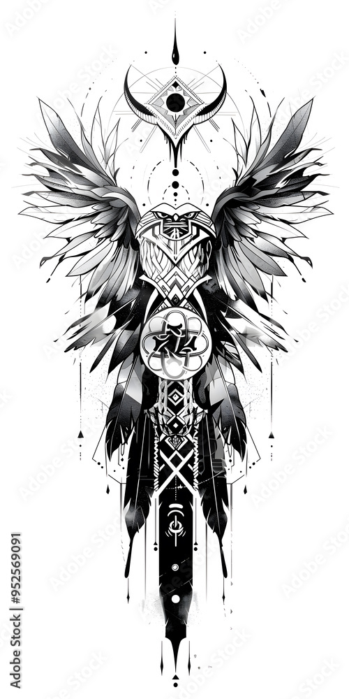 Obraz premium Native American Tribal Tattoo very simple traditional tattoo flash styles illustration
