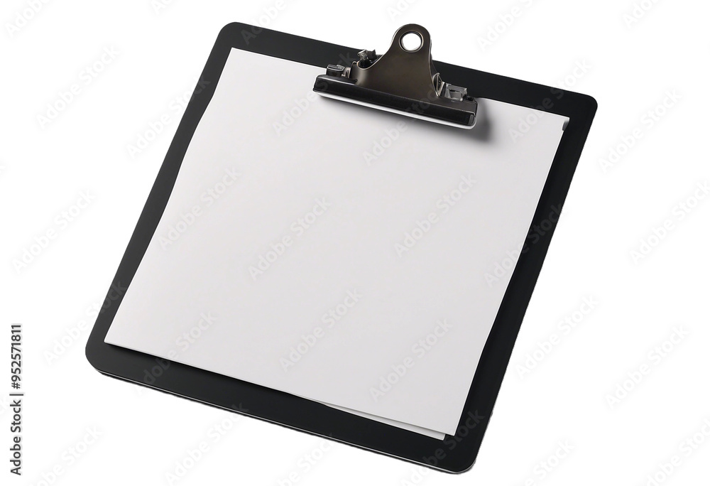 Paper tablet clipboard with piece of empty paper isolated on transparent background Paper tablet clipboard with piece of empty paper isolated on transparent background