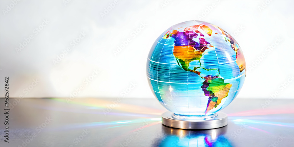 3D Holographic globe with Labh Pancham symbol and copy space concept as A floating holographic globe with the Labh Pancham symbol glowing on its surface isolated against a white background. The globe 3D Holographic globe with Labh Pancham symbol and copy space concept as A floating holographic globe with the Labh Pancham symbol glowing on its surface isolated against a white background. The globe