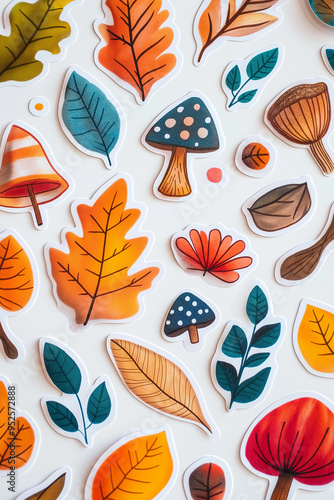 Wallpaper Mural Autumn stickers illustration background.. Torontodigital.ca