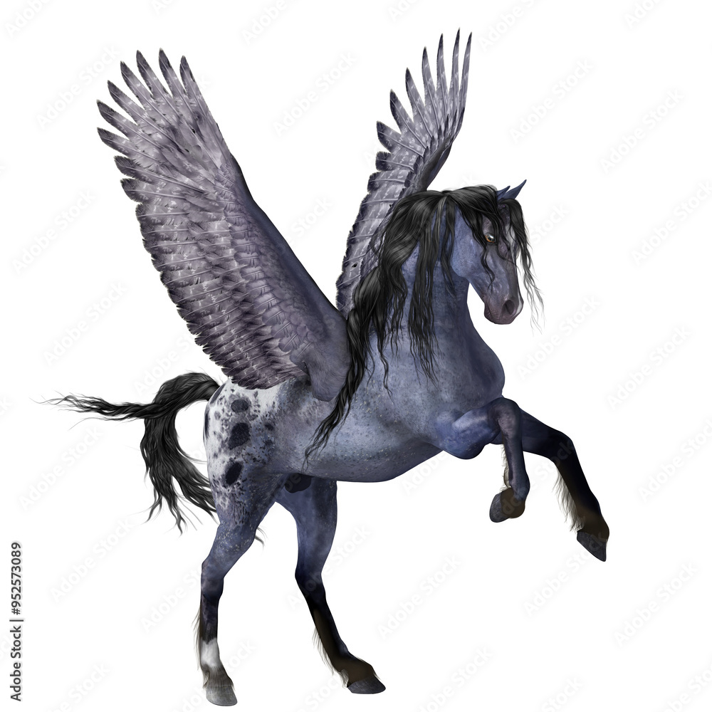 3D render of spotted winged horse flying illustration 3D render of spotted winged horse flying illustration