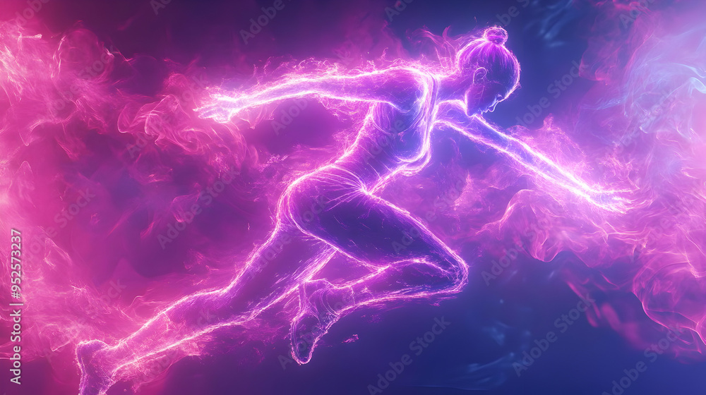 3D Glowing Abstract Plus Size Model in Fashion Pose concept as A vibrant glowing abstract digital art banner featuring a plus size model in a striking fashion pose. The design highlights the curves an 3D Glowing Abstract Plus Size Model in Fashion Pose concept as A vibrant glowing abstract digital art banner featuring a plus size model in a striking fashion pose. The design highlights the curves an