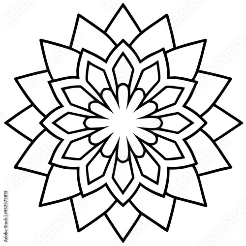 Mandala line art silhouette with white background