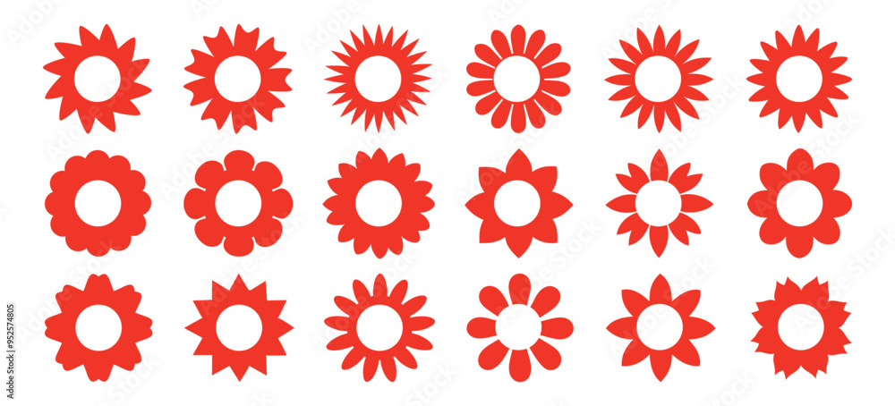 Red Flower icon set, black Flower isolated on vector illustration.Flower icon. Flowers elements collection. Set of simple flower icon illustration. Red Flower icon set, black Flower isolated on vector illustration.Flower icon. Flowers elements collection. Set of simple flower icon illustration.