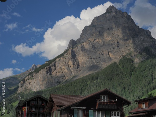 Triangular high mountain, view of Dundenhorn in Kandersteg photo