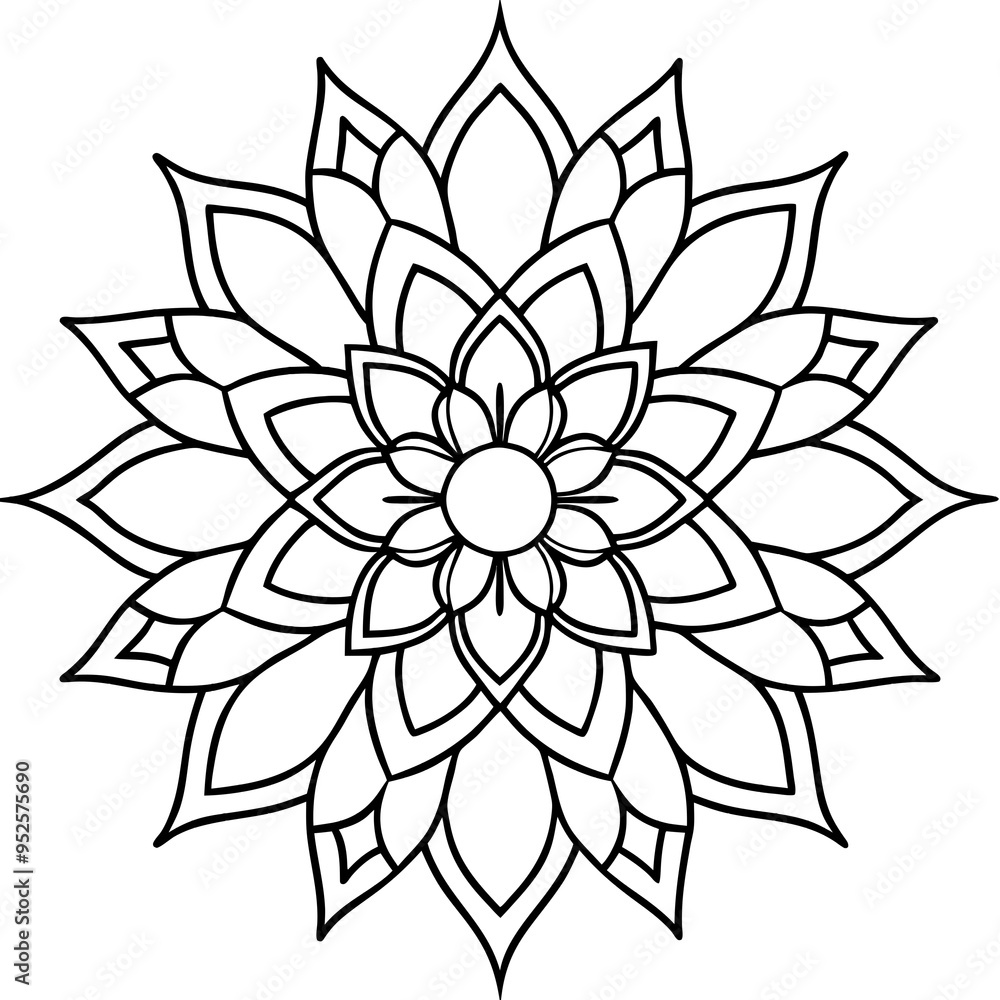 Mandala line art silhouette with white background Mandala line art silhouette with white background