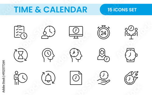 Time, clock and Calendar related line icon set. modern line icon illustration collection