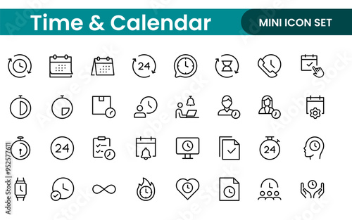 Time, clock and Calendar related line icon set. modern line icon illustration collection