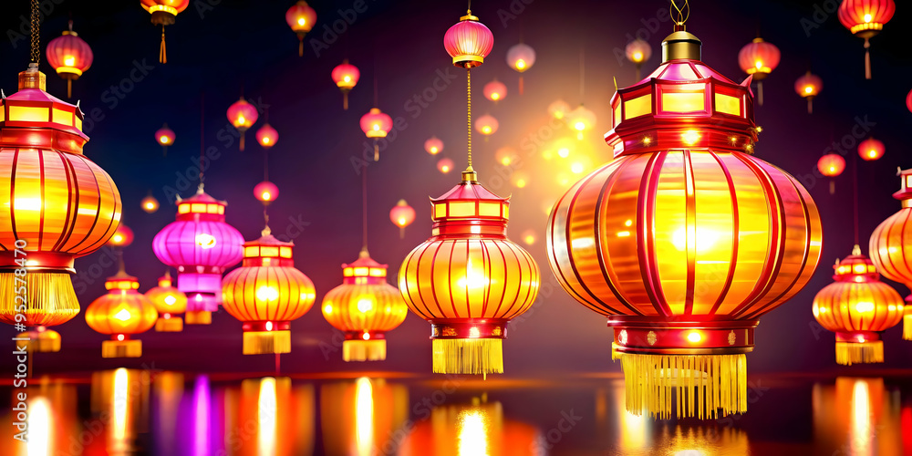 Radiant abstract digital art of Labh Pancham with glowing lanterns concept as A glowing abstract digital art banner featuring floating lanterns symbolizing Labh Pancham rendered in vibrant neon colors Radiant abstract digital art of Labh Pancham with glowing lanterns concept as A glowing abstract digital art banner featuring floating lanterns symbolizing Labh Pancham rendered in vibrant neon colors