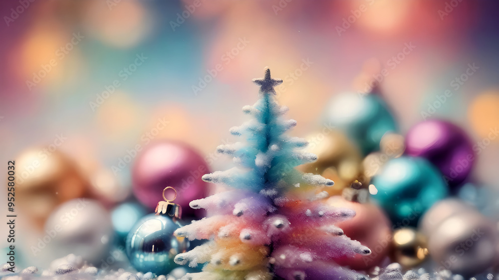 New Year's decor from New Year's toys with light bulbs, snow and bokeh New Year's decor from New Year's toys with light bulbs, snow and bokeh