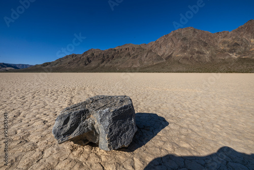 Moving rock at Racetrack Playa, Death Valley National Park Wilderness, California, USA