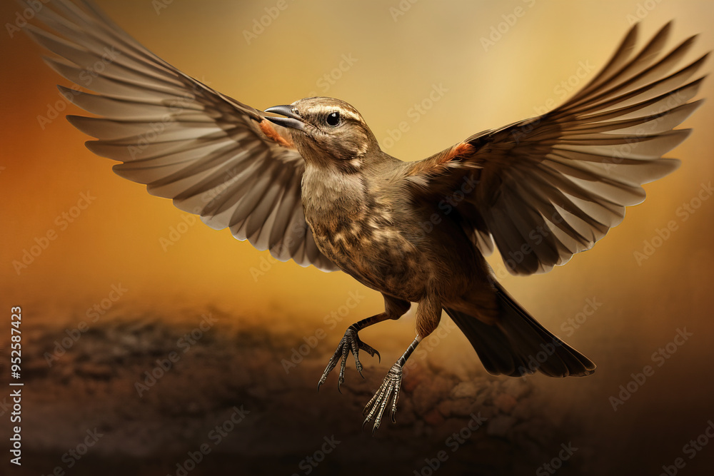 Obraz premium A Bird in Flight: Wings Spread Wide