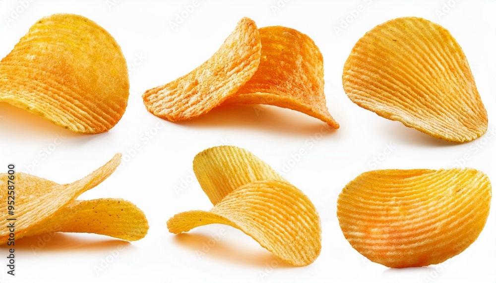 Set of potato chips isolated on transparent background Set of potato chips isolated on transparent background
