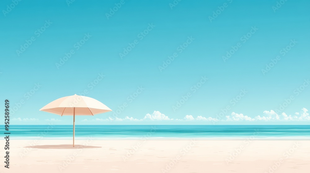 Retro 8-Bit Pixelated Beach Scene with Umbrella, Copy Space, and Summer Vibes Retro 8-Bit Pixelated Beach Scene with Umbrella, Copy Space, and Summer Vibes