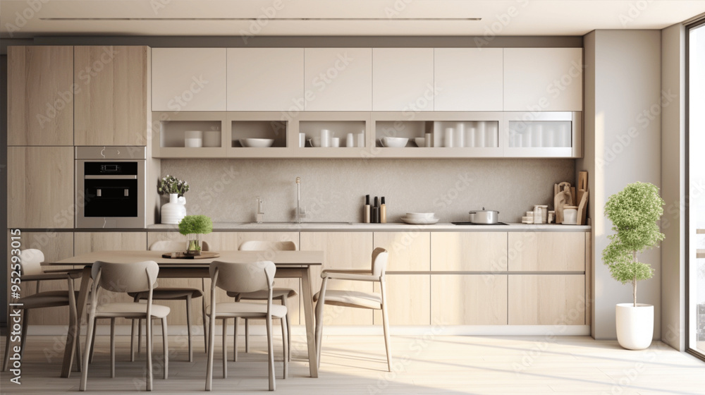 Fototapeta premium modern kitchen interior with kitchen