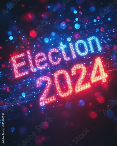 Election 2024 neon text card